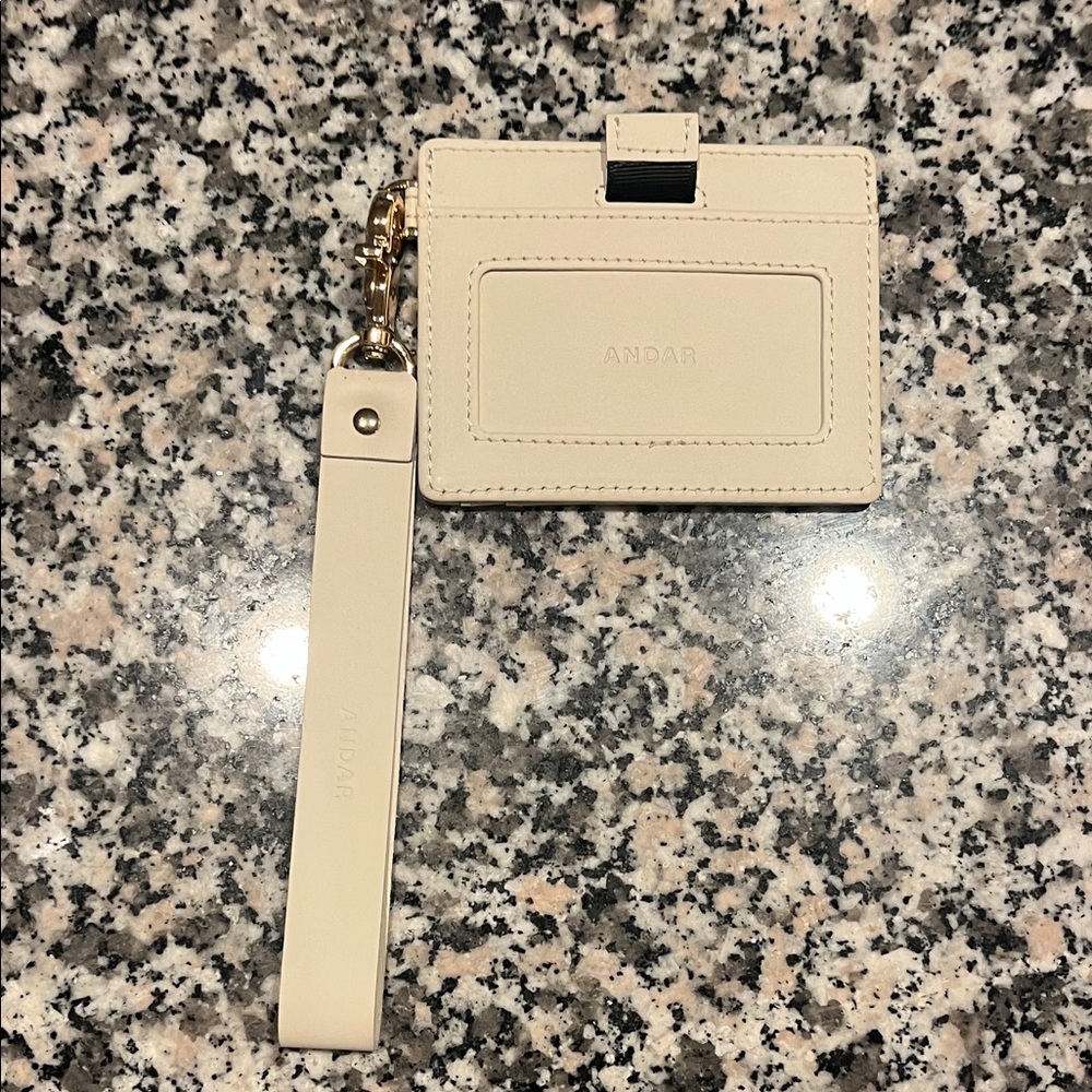 Andar Cream Card Holder with Strap